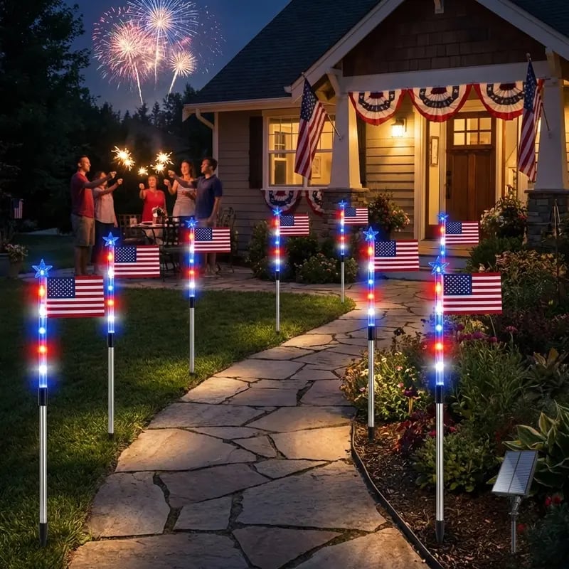 🔥Last Day 50% OFF 🔥MADE IN USA-8-Piece Flag Light Set🔥 – 4th of July Decorations✨