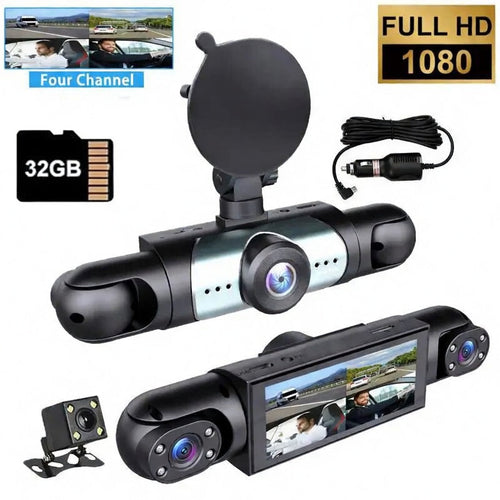 ⚡Flash Sale 35% OFF🔥 Full view 4 Channel Car Dash Cam 1080P HD DVR Night Vision