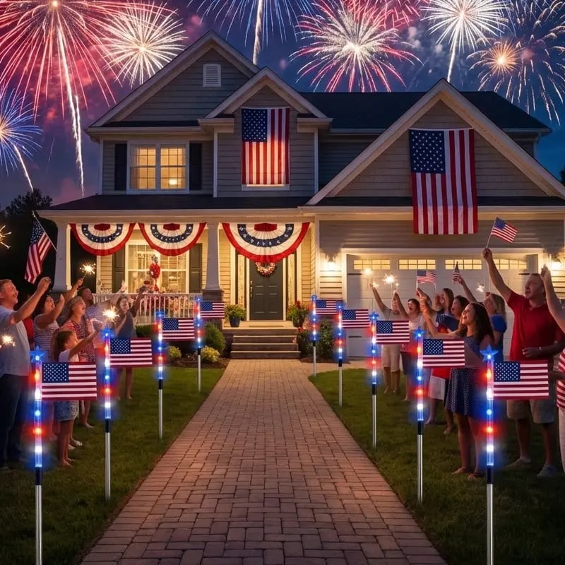 🔥Last Day 50% OFF 🔥MADE IN USA-8-Piece Flag Light Set🔥 – 4th of July Decorations✨
