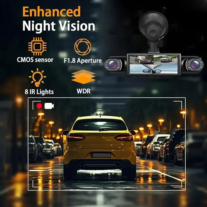 ⚡Flash Sale 35% OFF🔥 Full view 4 Channel Car Dash Cam 1080P HD DVR Night Vision