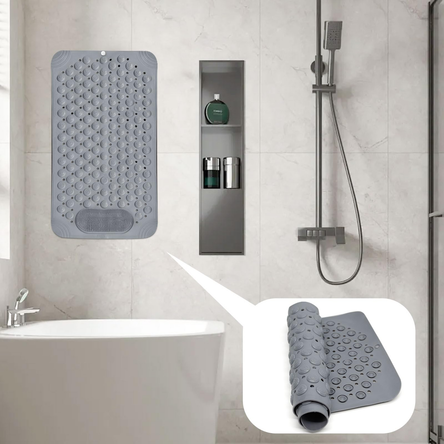 ⚡Limited Deal 44% OFF🔥 360° Foot Scrubber Shower Mat – Suction Cup Non-Slip Safety