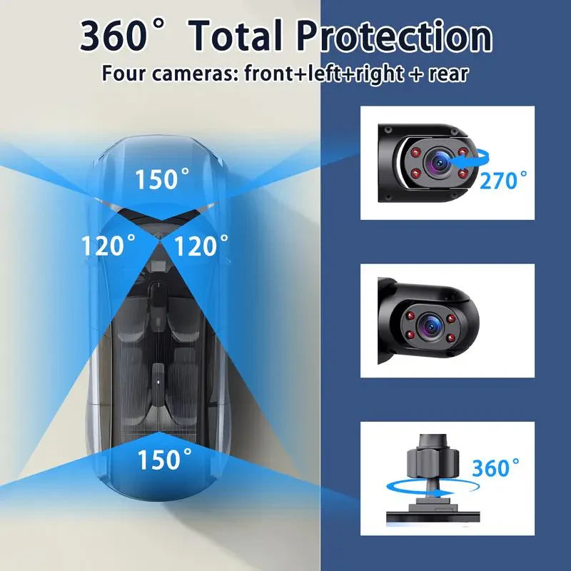 ⚡Flash Sale 35% OFF🔥 Full view 4 Channel Car Dash Cam 1080P HD DVR Night Vision